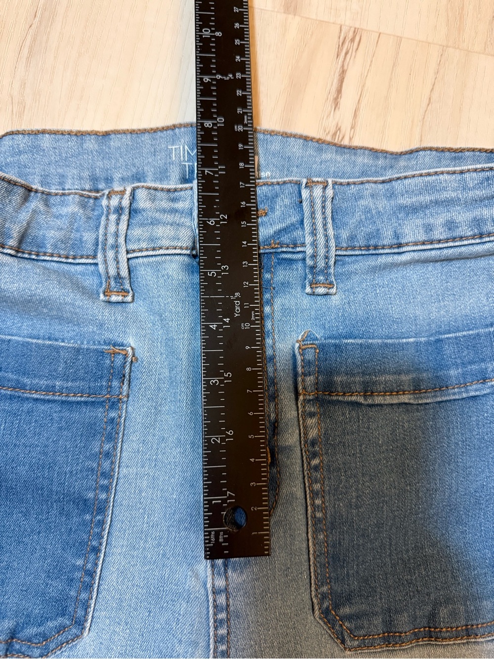 Time&Tru Women’s Denim High Rise Flare Jeans with Front Patch Pockets, Size 10 - Picture 7 of 7
